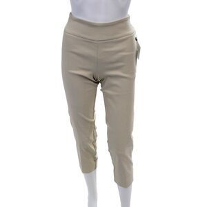 Estelle & Finn Womens Elastic Waistband Back Slit Pants Sand Beige Size 0